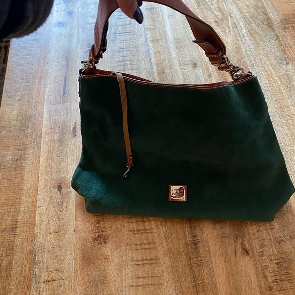 Dooney & Bourke XLarge Green Suede Courtney Sac - Picture 5 of 8